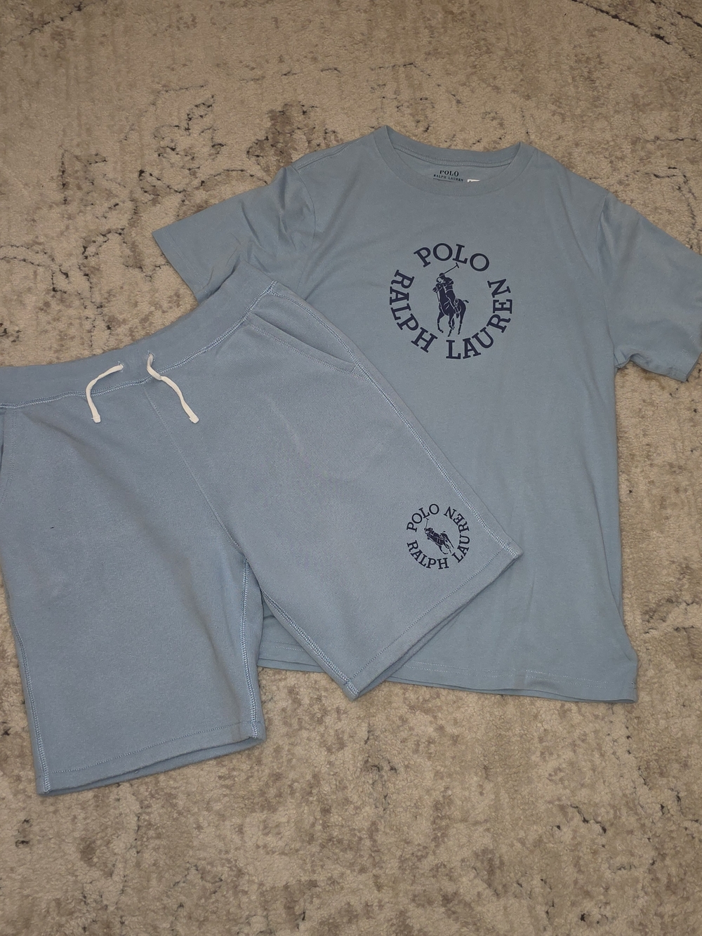 Polo by Ralph Lauren Men's Light Blue Logo Short Set